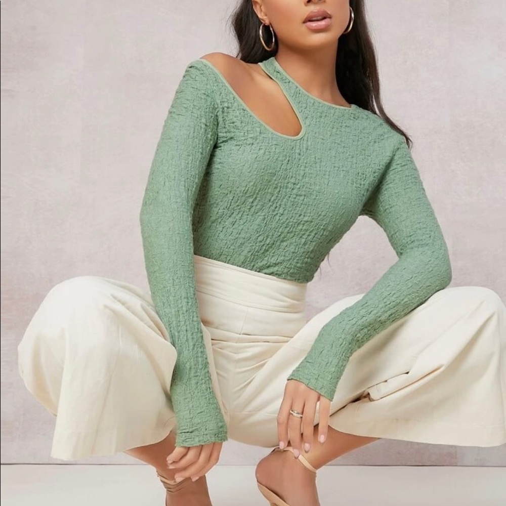 Sage Green Asymmetrical Top